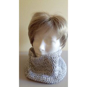 Cowl style scarf  white-gray melange